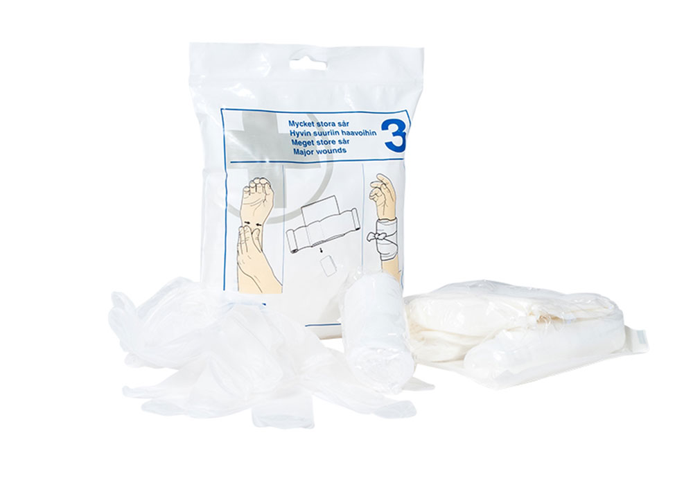 AKLA Refill till Första hjälpen-väska 3, Mycket stora sår